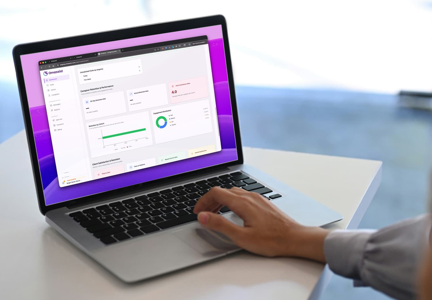 Omassist dashboard showing referral-appropriate workflow