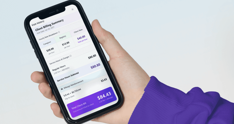 Caregiver payout amounts calculated automatically from visit records